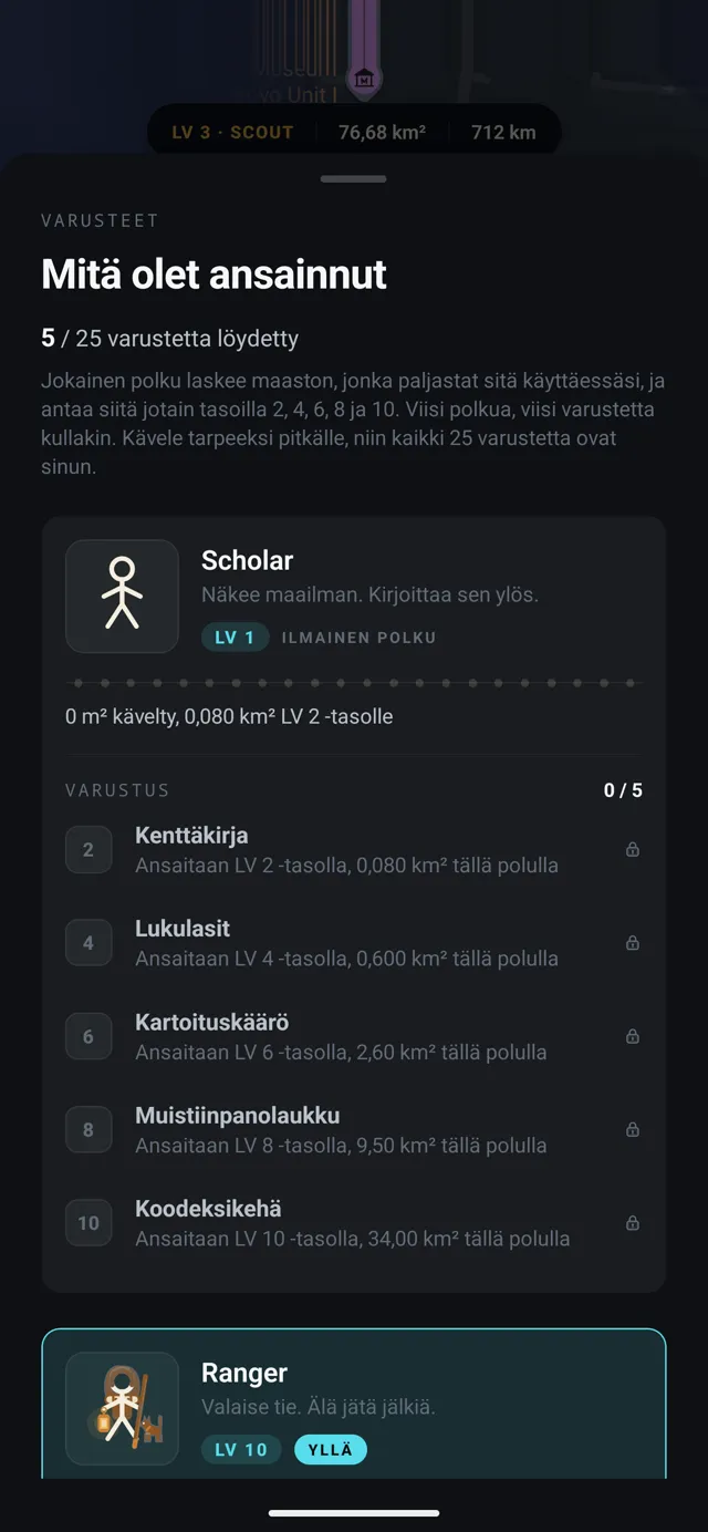 FOG, Ansaitsemasi varusteet