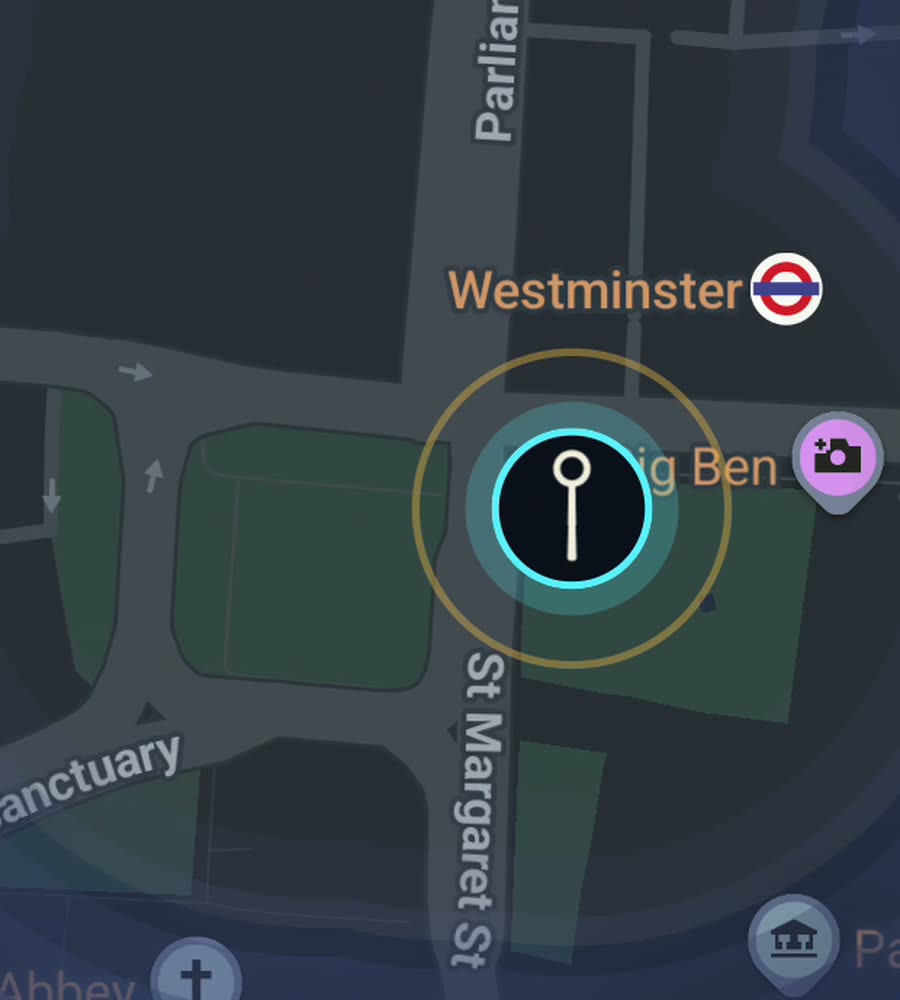 London on the FOG map, streets revealed along a walked route
