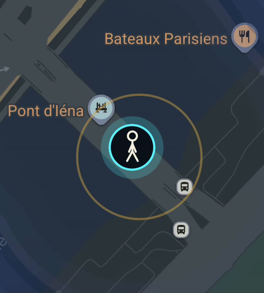 Paris on the FOG map, streets revealed along a walked route