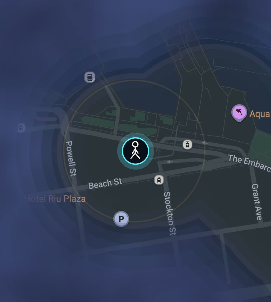 San Francisco on the FOG map, streets revealed along a walked route